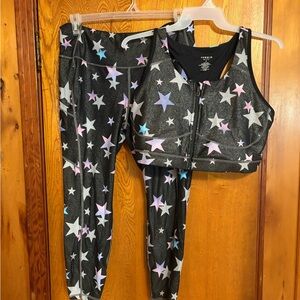 Torrid Black and Purple Star Activewear Set